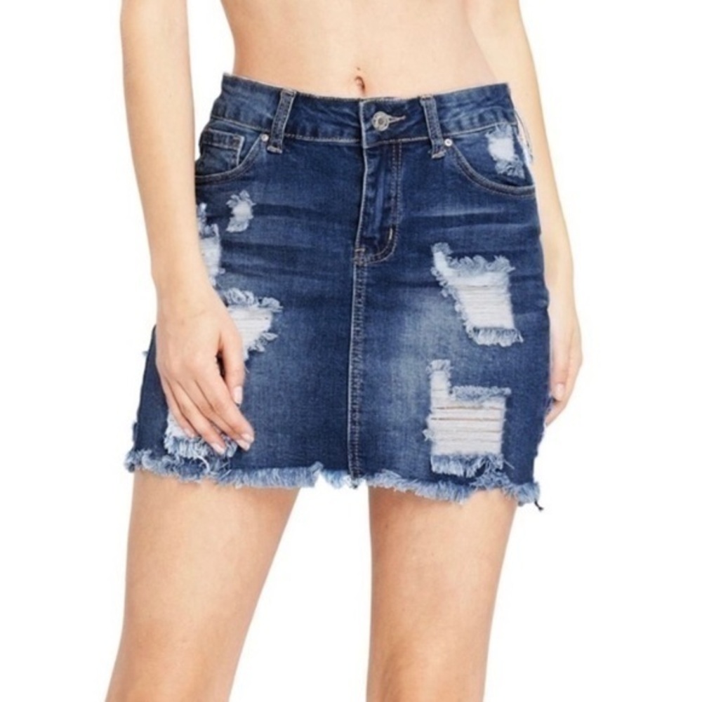 WAX Jean Denim Skirt distressed small Jean skirt